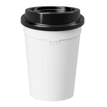 Coffee to go 0,25l: white with black lid